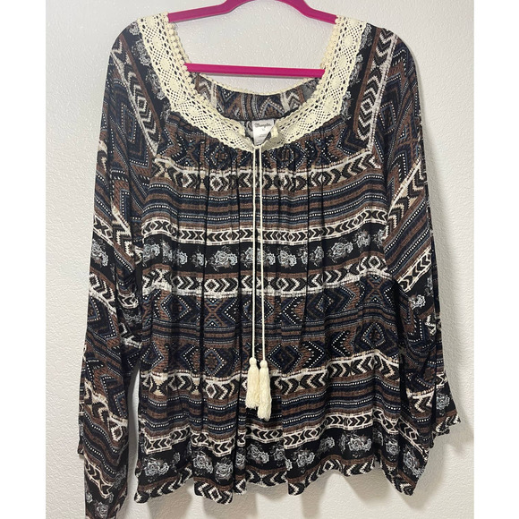 Wrangler Tops - Wrangler Boho Flowy Country Lace Top XL